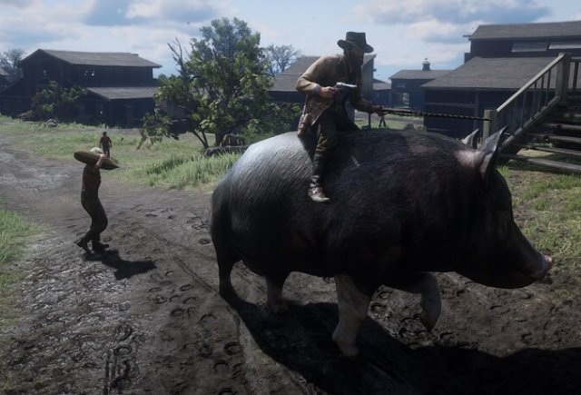 Огромная ездовая свинья в Red Dead Redemption 2