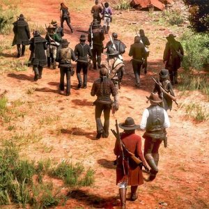Толпа персонажей в Red Dead Online совершила паломничество с рагу