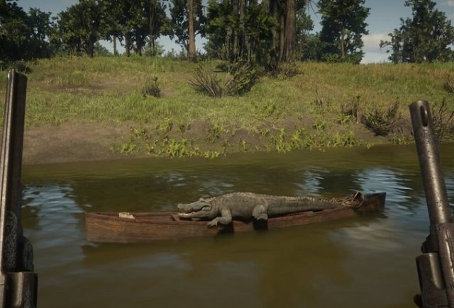 В Red Dead Online аллигатора загнали на ледяное озеро
