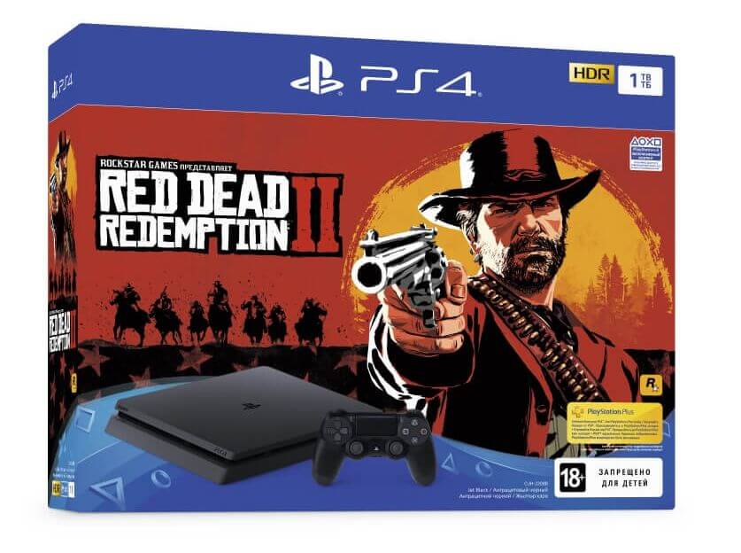 PS4 Slim (1 ТБ) с розничной копией Red Dead Redemption 2