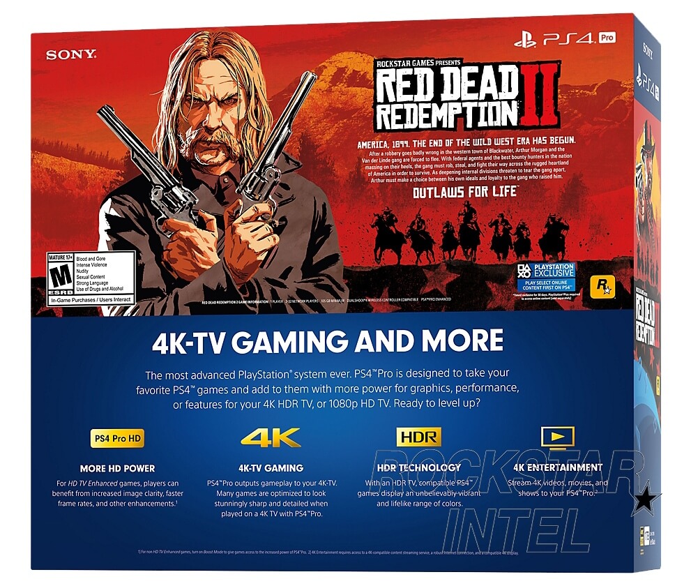 Коробка PS4 Pro и Red Dead Redemption 2