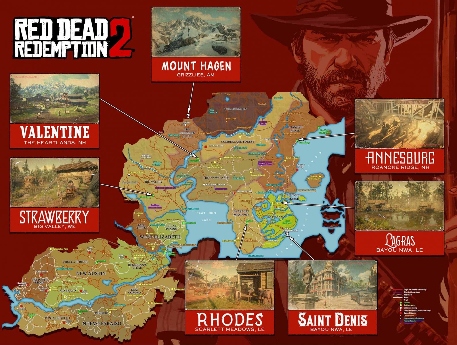 Карта мира Red Dead Redemption 2