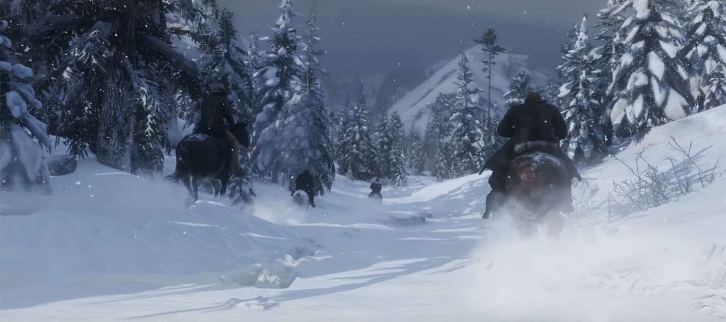 Снежный лес в игре Red Dead Redemption 2 фото